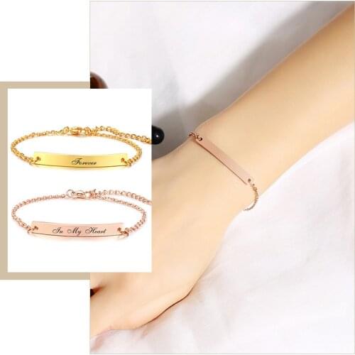 Custom Personalize Love Names Bracelets for Women Lady Stainless Steel Size Adjustable Link Chain Bridesmaid BFF Gifts