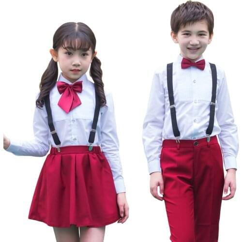 Kids Formal Performing Suit Girls Boys School Uniforms Shirt + Pants Tutu Skirt+ BowTie Set Child Wedding Party Birthday Costume