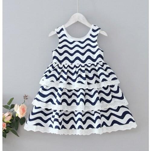 2020 Girls Baby Striped Lace Princess Dress Kids Girl Summer Cake Princess Dresses Children Clothing
