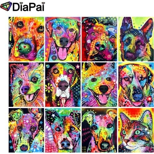 DIAPAI 5D DIY Diamond Painting 100% Full Square/Round Drill "Color dog oil painting" 3D Embroidery Cross Stitch Home Decor