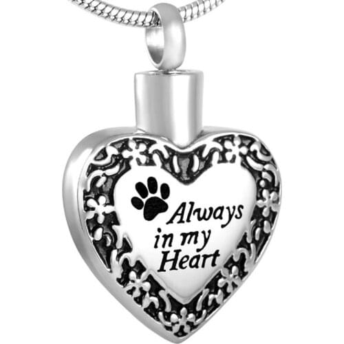 Elegant Shape Stainless Steel Always in My Heart Delicate Ash Holder Pendants Necklaces Women Man