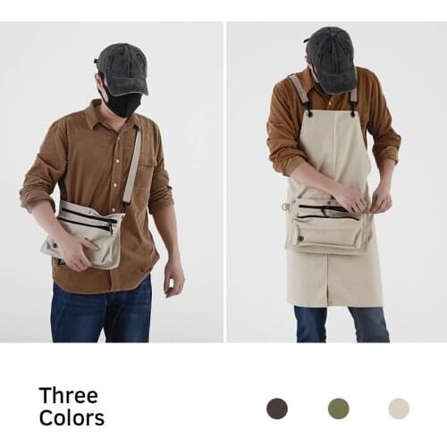 Waterproof Apron with Shoulder Bag Cotton Linen Gardening Shops Kitchen Sleeveless Aprons for Men Women Working Bib