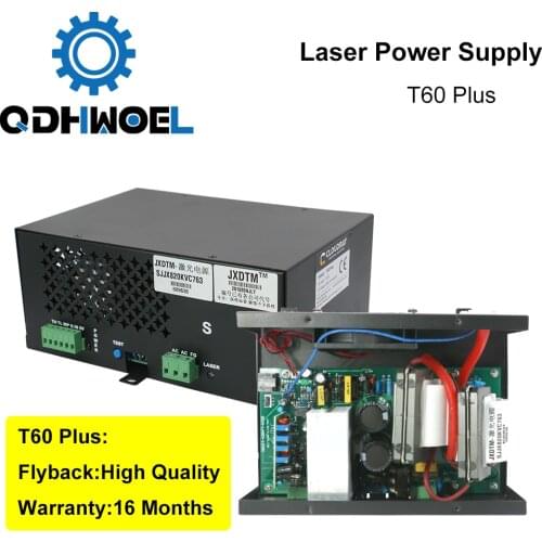 QDHWOEL 60W CO2 Laser Power Supply for CO2 Laser Engraving Cutting Machine HY-T60 T / W Plus Series with Long Warranty