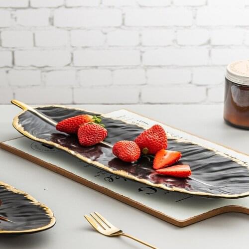 Ceramic feather plate banana leaf plate Nordic ins style home decoration storage plate decoration inventory center plate
