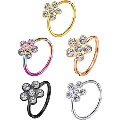 Stainless Steel Septum Clicker Nose Hoop Ring Labret Ear Tragus Cartilage Daith Helix Earring Stud Body Piercing Jewelry Stud