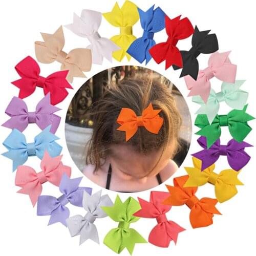 20pcs/pack 2'' Pinwheel Solid Hair Bows Alligator Samll Clips for Baby Gilrs Toddlers Kids Handmade Headwear Hair Accessories