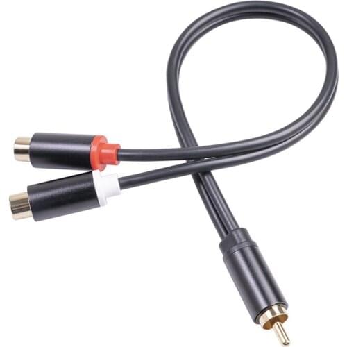 Metal RCA Female To Dual 2-RCA Male Gold Plated Adapter Stereo Splitter Y Audio Cable Male To Female For Car Amplifier Speaker