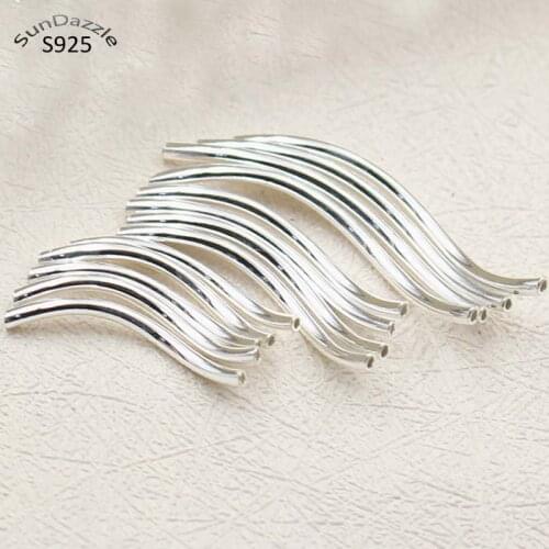 Real Pure Solid 925 Sterling Silver Connector S Shape Curved Silver Long Tube Beads Bracelet Necklace Jewelry Making Findings