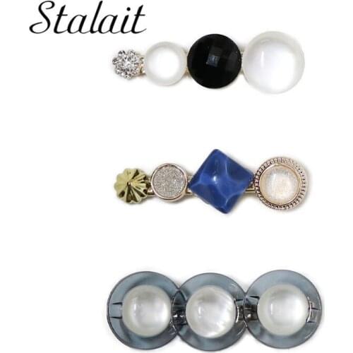 New Fashion Geometric Stone Hairpins Set For Women Girls Clear Opal Stone Hair Clips Female 2019 Hairwear Jewelry Accessories