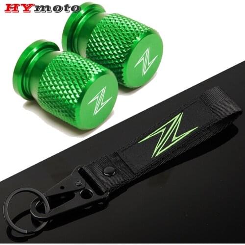 Newest For Kawasaki Z250 Z300 Z400 Z650 Z750 Z800 Z900 Z1000 SX Motorcycle Tire Valve Caps&Embroidery Keychain Key Chain Keyring