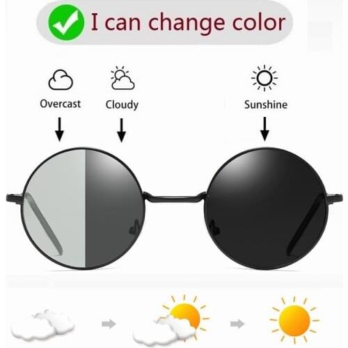 Round Photochromic Sunglasses Men Polarized Glasses Male Women Change Color Sun Glasses Day Night Vision Drivers Eyewear
