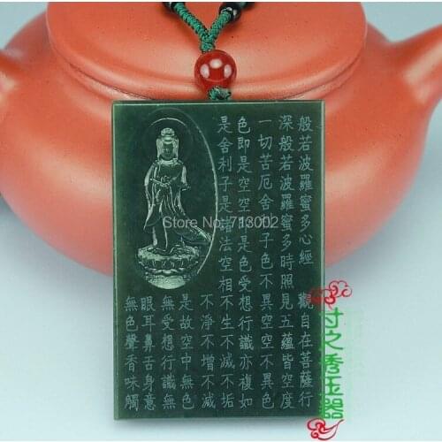 Natural Jadeite Green jade pendant Buddha Lucky amulet Necklace