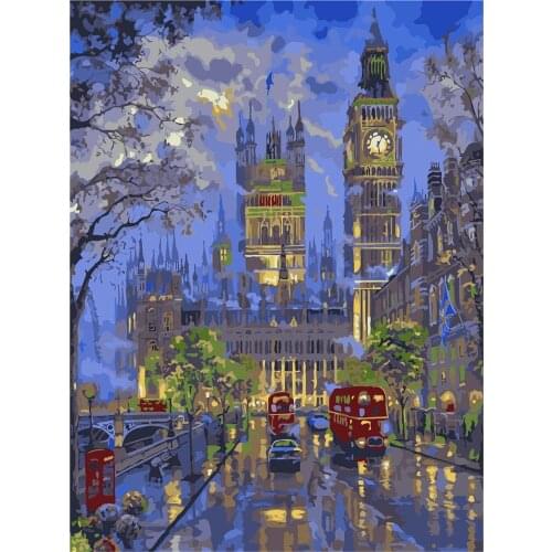 Scenery Street Landscape Pre-Printed 11CT Cross-Stitch Embroidery Complete Kit DMC Threads Sewing Needlework Hobby Magic