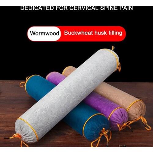 Buckwheat Husk Cervical Pillow Wormwood Neck Pillow Orthopedics Recommend Repair The Cervical Spine Sleep Aid Cylindrical Pillow