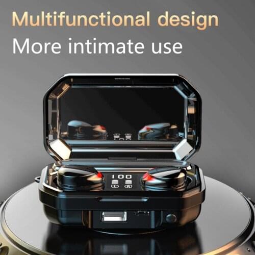 POHIKS 1Pair of Portable Waterproof Wireless bluetooth 5.1 Earphone LED Display Touch Stereo Sport Earphones With Charging Case