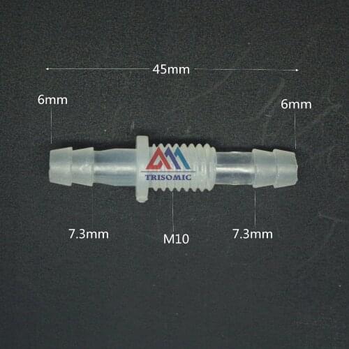 6mm-M10-6mm Straight Reducing Connector Plastic Fitting Barbed Reducing Connector Metric Material PP