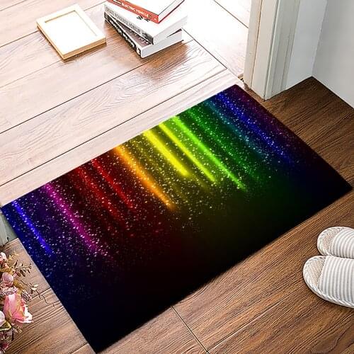 Rainbow Color Row Starlight Doormat Kitchen Living Room Floor Rug Bathroom Non-slip Foot Mat Entrance Hall Welcome Carpet
