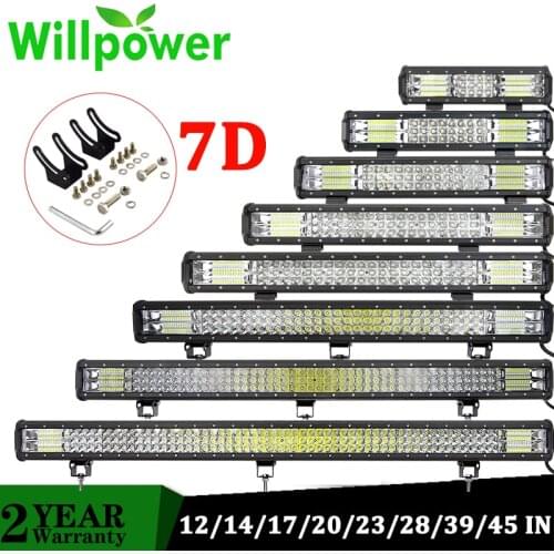 Willpower 20 23 28 inch 7D Offroad LED Bar 288W 324W LED Light Bar with Slide Mount Bracket Tractor Auto Car Pickup 4WD 4x4