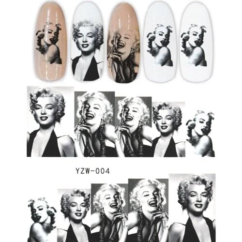 Nail Sticker Design Hot Sale Beauty Woman Marilyn Monroe Water Decal Transfer Slider Nail Art Sticker Decoration