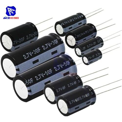 Super Farad Capacitor 2.7V 1-50F High Frequency 2 Pin Super Capacitor for Car Stereo Speaker Battery