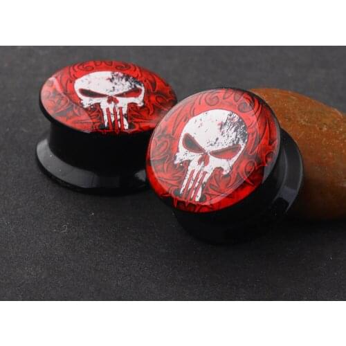 JUNLOPWY Skull Logo Ear Tunnels and Plugs 00g 2g Gauges For Man Screwed Earrings Lobe Stretcher Piercing Set Body Jewelry 160pcs