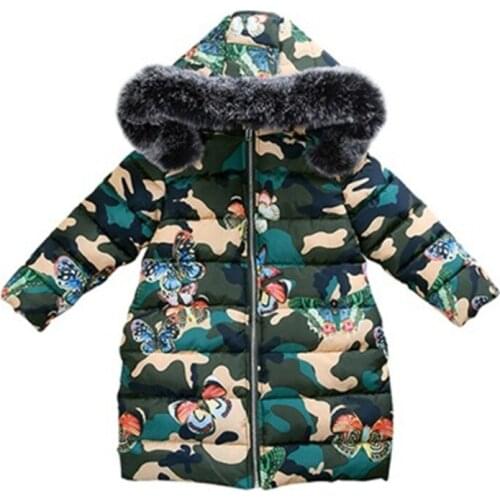 Thick Outerwear Primary School Camouflage Kids Clothes for Girls 11 12 13 Winter Girl Cotton Padded Jacket Children Winter Long