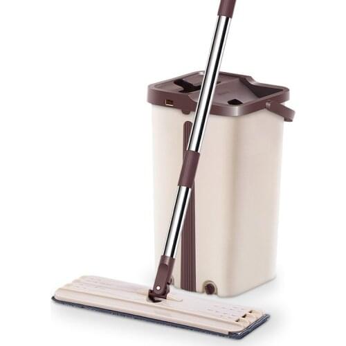 Flat microfiber floor Mop Bucket Hand Free Stainless Steel Mop bucket Self-Wet&Clean tool Dry home Cleaning Microfiber floor Mop