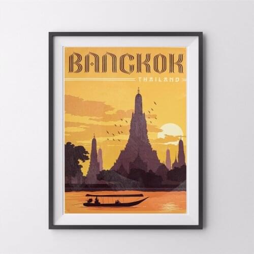 Banckok View Vintage Picture Canvas Posters & Prints 12X16 16X24 20X30 24X36 Inch Cloth Print Poster Wall Art Home Decor