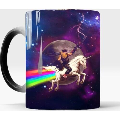 Funny Hip-hop Western Cowboy Riding a Unicorn Mugs lid Office Coffee Gift Big Mug 11oz Color Changing Magic Mugs and Travle Cups