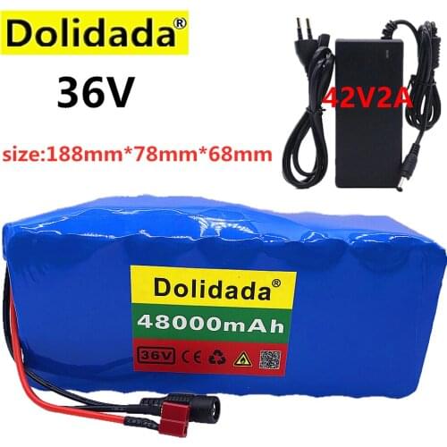 100% Original 36V 48Ah 18650 Li ion Battery pack High Power Balance 36V48000mah Motorcycle Electric Bicycle Scooter BMS+Charger