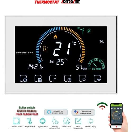 16A/5A TUYA Dual Sensor Floor Heating Thermostat WIFI Temperature Controller for Boiler Heating/Radiator NC NO/Electric Heating