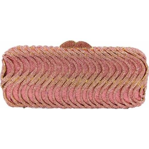 20x9CM Clutch Bag Dinner Bag Corrugated Solid Color Rhinestone Dinner Bag With Diamonds Clutch Bag Chain Women a6617