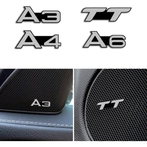 4pcs 3D aluminum speaker stereo speaker badge emblem Sticker for AUDI A3 A4 A6 TT Car Accessories