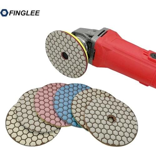 3pcs FINGLEE 4 inch Dry Diamond polishing pad for Granite,marble, Ceramic Stone work restoration Grinding Disc