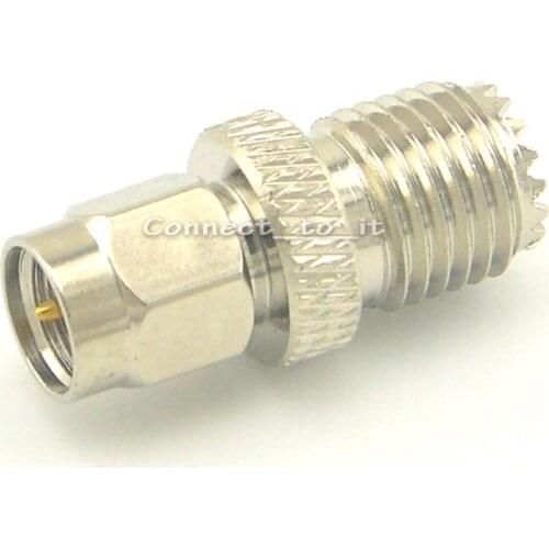 50 pieces/lot) Nickel Plated SMA Male to Mini UHF Female Straight Connector RF Coax Adapter