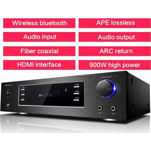 900W Household High-power Amplifier 5.1 AV-115 Bluetooth Audio Karaoke Amplifier 2.1KTV Optical Fiber Coaxial HDMI Interface