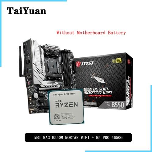 AMD Ryzen 5 4650G R5 4650G CPU + MSI MAG B550M MORTAR WIFI Motherboard Suit Socket AM4 All new but without cooler