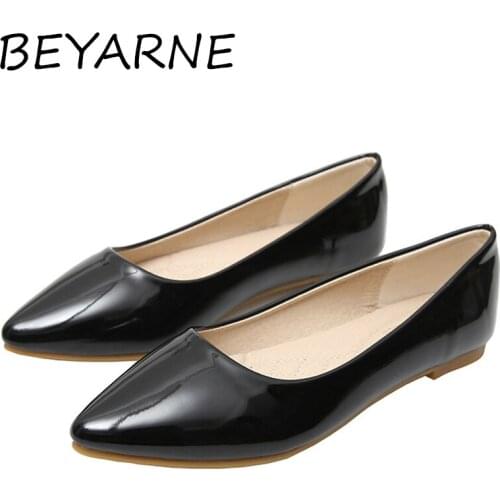 BEYARNE Womens Shoes Daily Flat Heel Slip On Shoes Lady Casual Pointed Toe Single Footwear Casual Ladies Shoes Size 33-43
