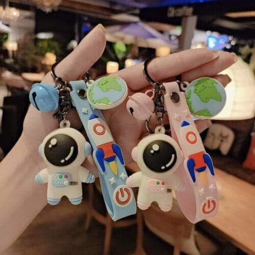 Cartoon Astronaut Spaceman Keychain Pink Blue Silicone Anime Bag Pendant Car Accessorie Child Toy Kawaii Girls Gift