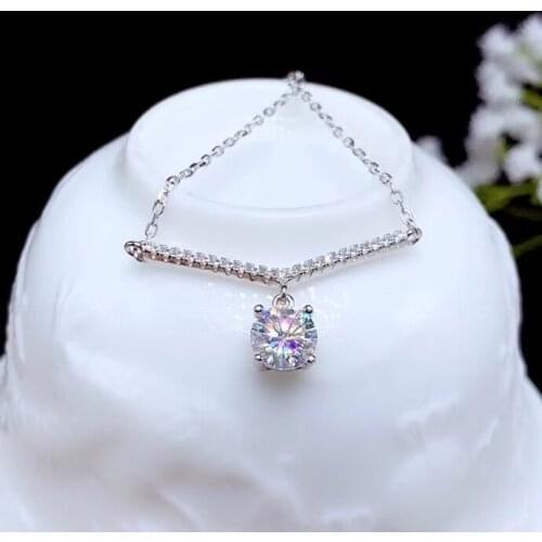CoLife Jewelry Fashion Moissanite Pendant for Party 1ct D Color Moissanite Necklace Pendant 925 Silver Moissanite Jewelry