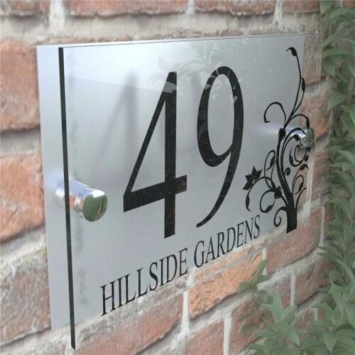 Decorative House Signs Plaques Door Numbers 1 - 999 Personalised Name 20x14cm