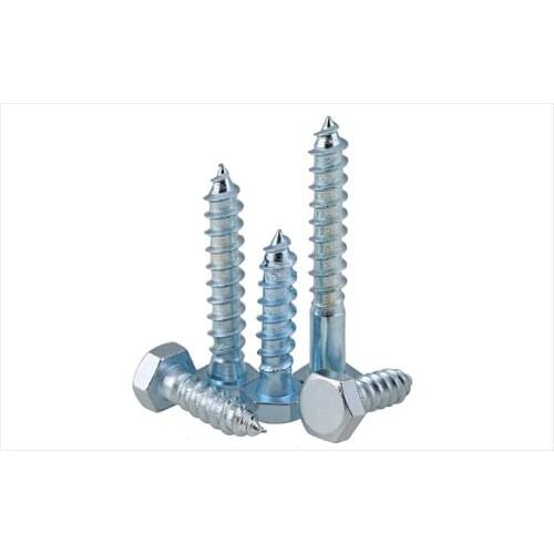 DIN571 carbon steel self-tapping screws external Hex M6 M8 M10 M12 Zinc-plated lengthened wood screws