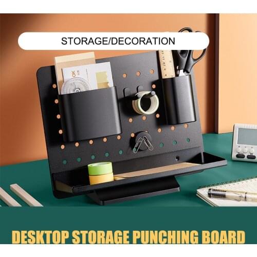 DIY Free Assembly Geometric Desktop Punching Plate Office Cool Storage Rack Artifact Shelf Stationery Finishing Decoration