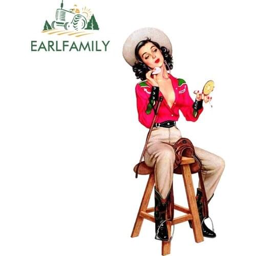 EARLFAMILY 13cm x 6.1cm Vinyl Car Wrap Decal for Pin up Girl Funny Car Stickers Auto Air Conditioner Bumper Occlusion Scratch