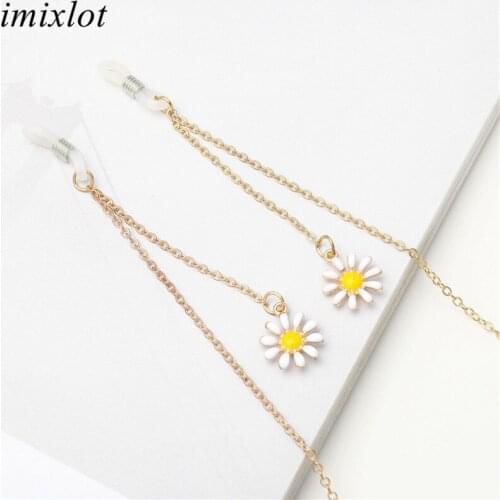 Imixlot New Lovely Daisy Flower Pendant Sunglasses Chain Non-slip Metal Glasses Rope Women Neck Strap Glasses Lanyard Holder