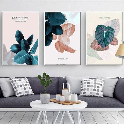 Nordic Simple Small Fresh Tropical Plant Leaves Canvas Painting NATURE GREEN PLANTS Poster Living Room Wall Art Decor Pictures