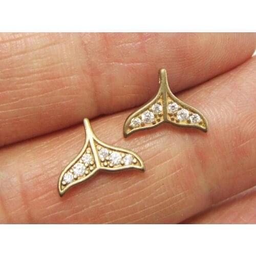 Brass fishtail charms with rhinestone 8x10x1.7mm Brass pendant Earrings findings -2pcs R850