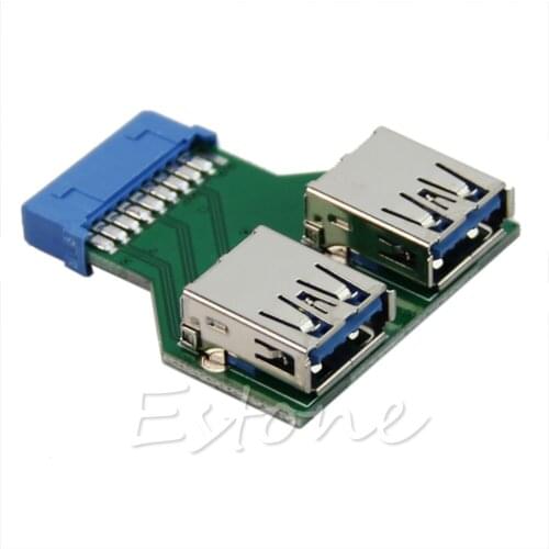 LX9B 1PC New Hot Internal Mainboard 2 Ports USB 3.0 Female to 20 Pin Female Header
