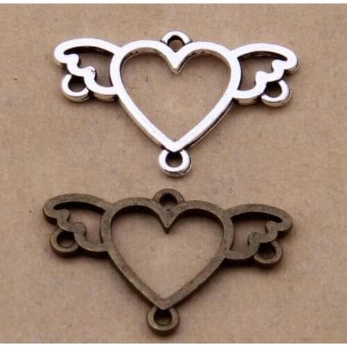 Lovely 20PCs Ornate Heart Connectors 16*25mm Findings