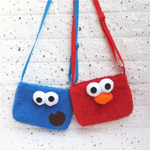 Sesame Street ELMO OSCAR cookie Monster Plush Cute Messenger Shoulder bag Cell Phone Pocket Crossbody Coin Purse for Kid Girl